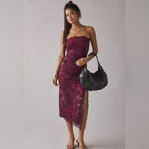 Urban Outfitters Samara Mesh Strapless Midi Dress L Whimsygoth Vampirecore